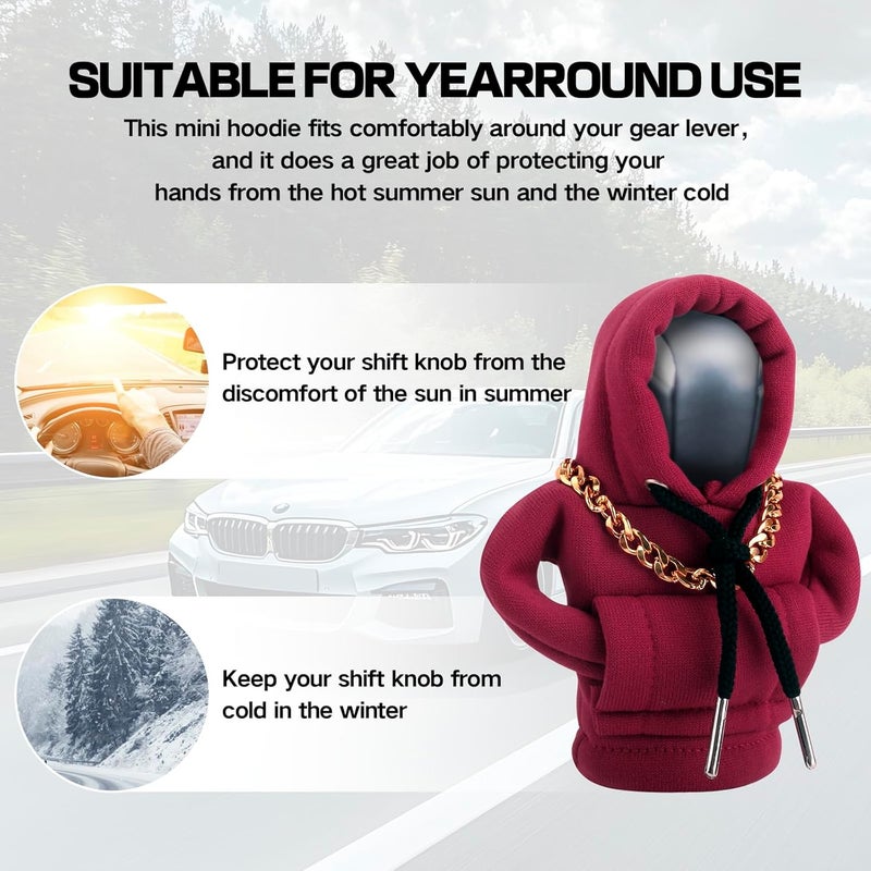 PLALEI Gear Shift Hoodie, Funny Car Gear Shift Cover, Cute Car Shift Knob Hoodie, Automotive Interior Accessories, Universal Fit Knob Cover Gift (Red) - Image 5